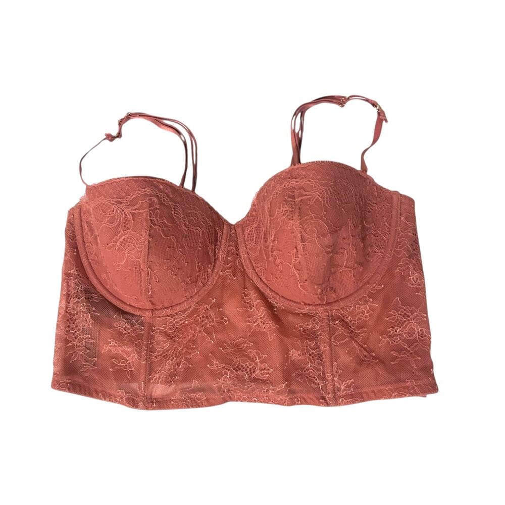 Victoria Secret Bustier Strappy Long Line Bra Top Lace Very Sexy 38D